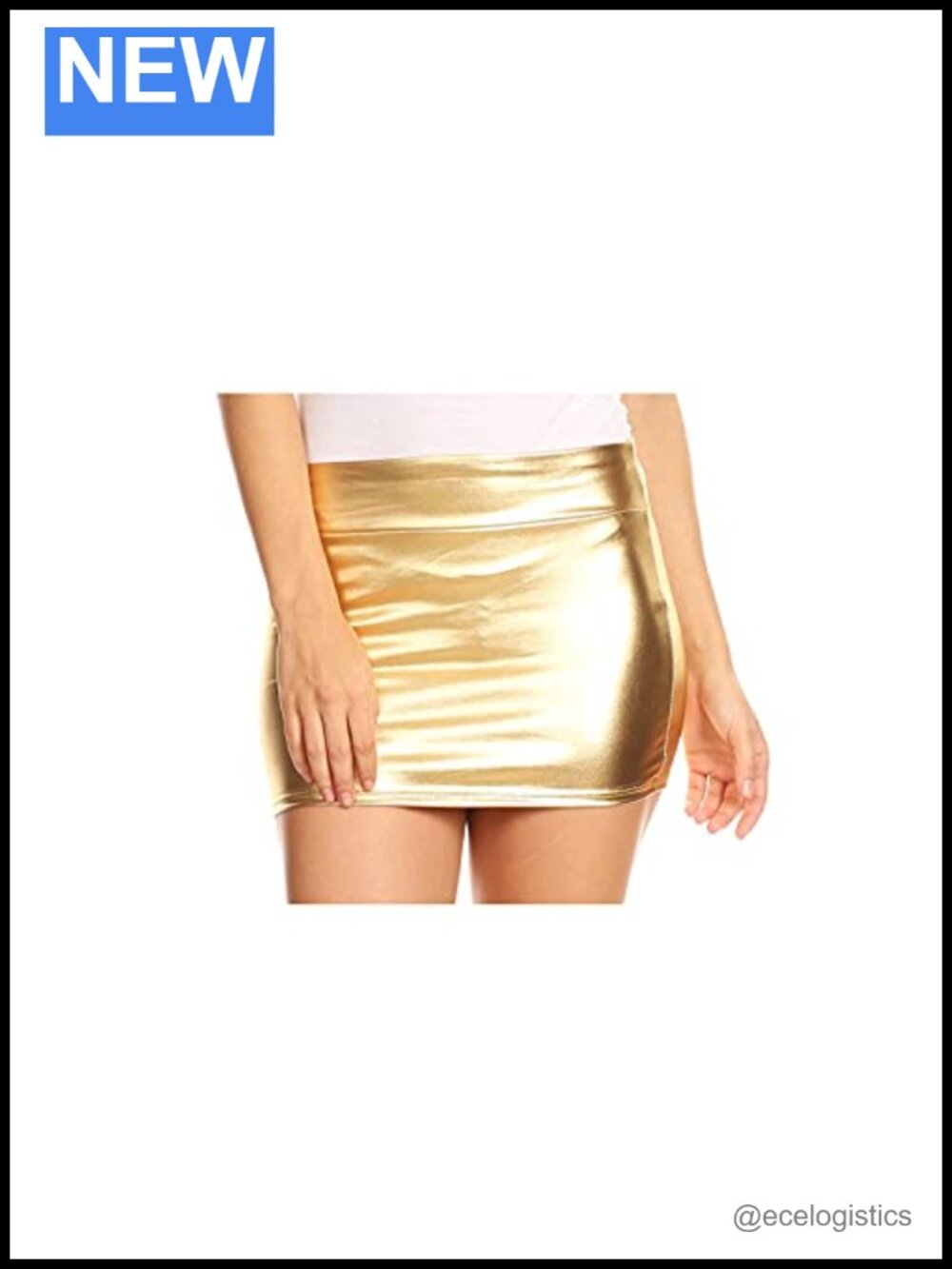 Sakkas Women's Liquid Metallic Mini Skirt Shiny 90s Night Out